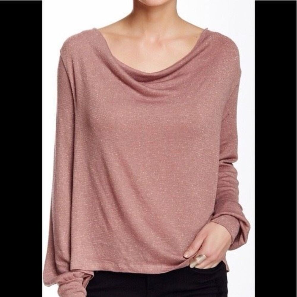 FREE PEOPLE Women’s Smoky Mauve Long Sleeve Palmer Cowl Neck Top Size Medium